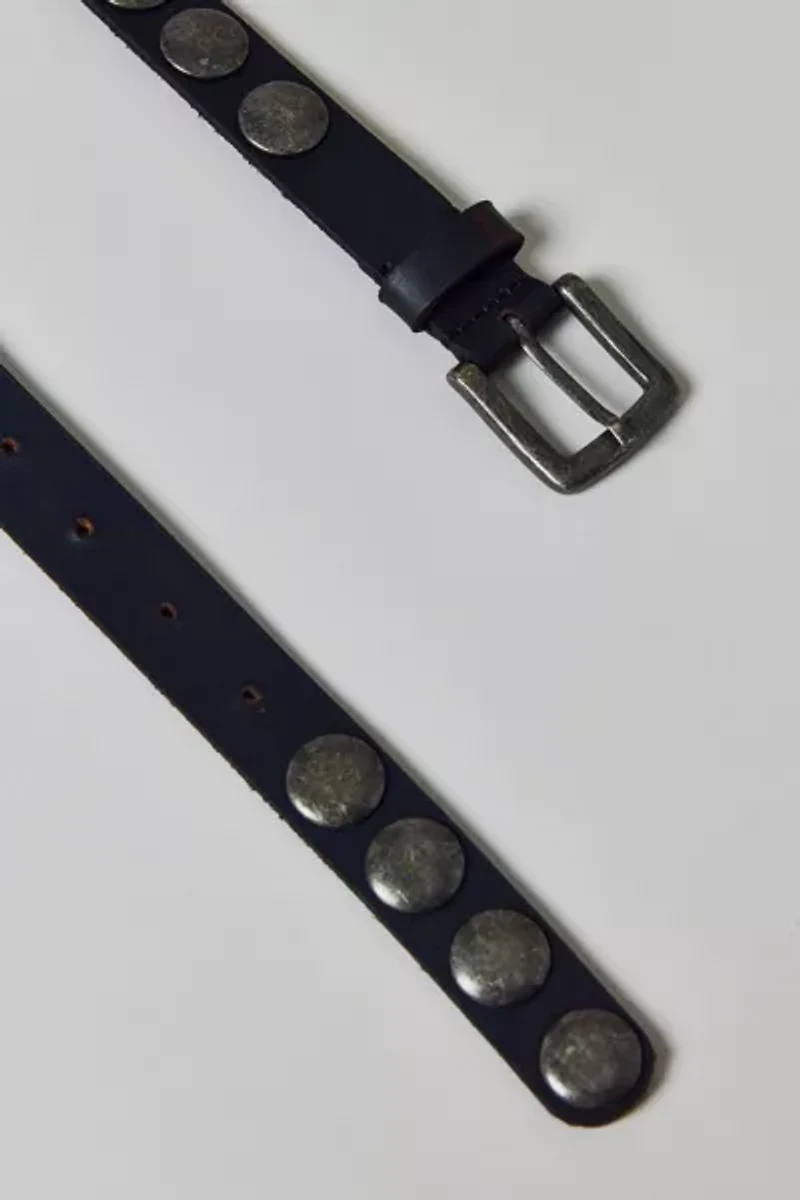 Heavy Metal Studded Slim Leather Belt