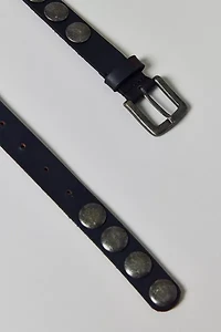Heavy Metal Studded Slim Leather Belt