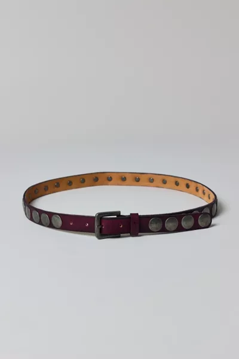 Heavy Metal Studded Slim Leather Belt