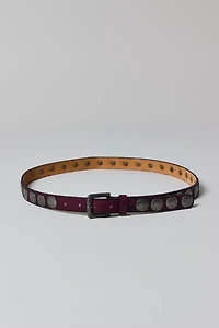 Heavy Metal Studded Slim Leather Belt