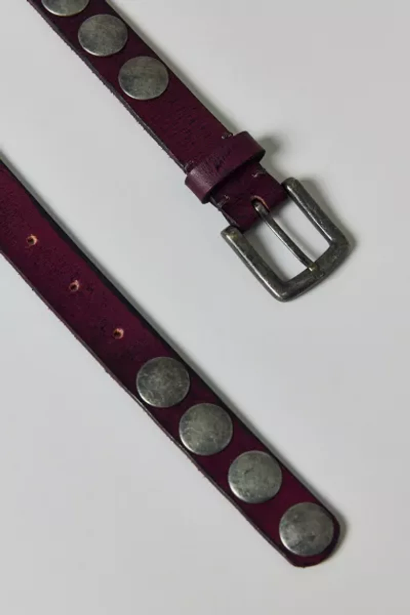 Heavy Metal Studded Slim Leather Belt