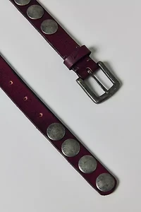 Heavy Metal Studded Slim Leather Belt