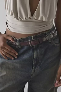 Heavy Metal Studded Slim Leather Belt