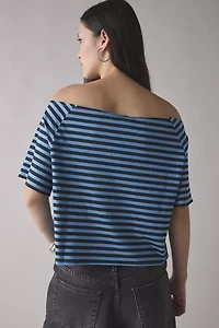Y2K Graphic Off-The-Shoulder Cropped Tee