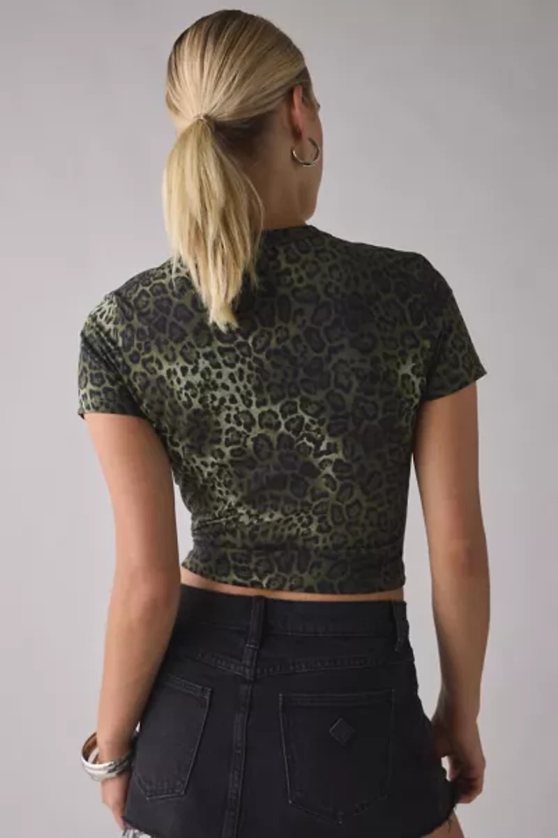 True Religion Crystal Graphic Leopard Print Baby Tee