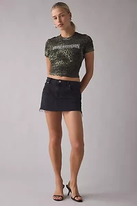 True Religion Crystal Graphic Leopard Print Baby Tee