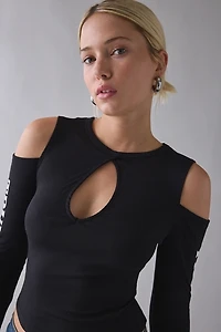 True Religion Ribbed Cutout Long Sleeve Top