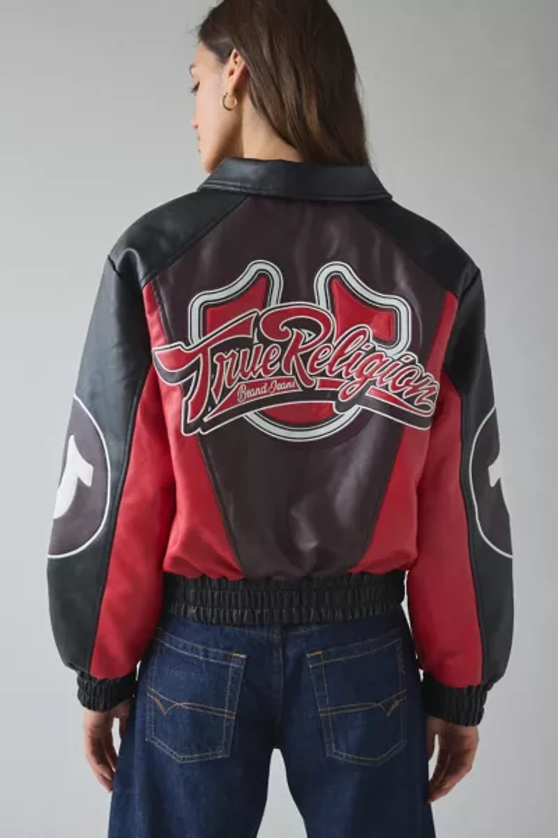True Religion Colorblocked Faux Leather Varsity Jacket