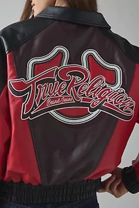 True Religion Colorblocked Faux Leather Varsity Jacket