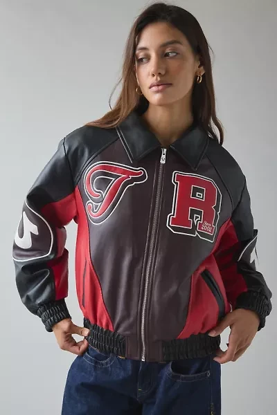 True Religion Colorblocked Faux Leather Varsity Jacket