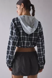 True Religion Applique Shrunken Flannel Zip-Up Hoodie Sweatshirt