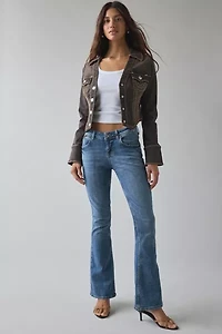 True Religion Slim Fit Cropped Chocolate Denim Jacket