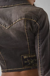 True Religion Slim Fit Cropped Chocolate Denim Jacket