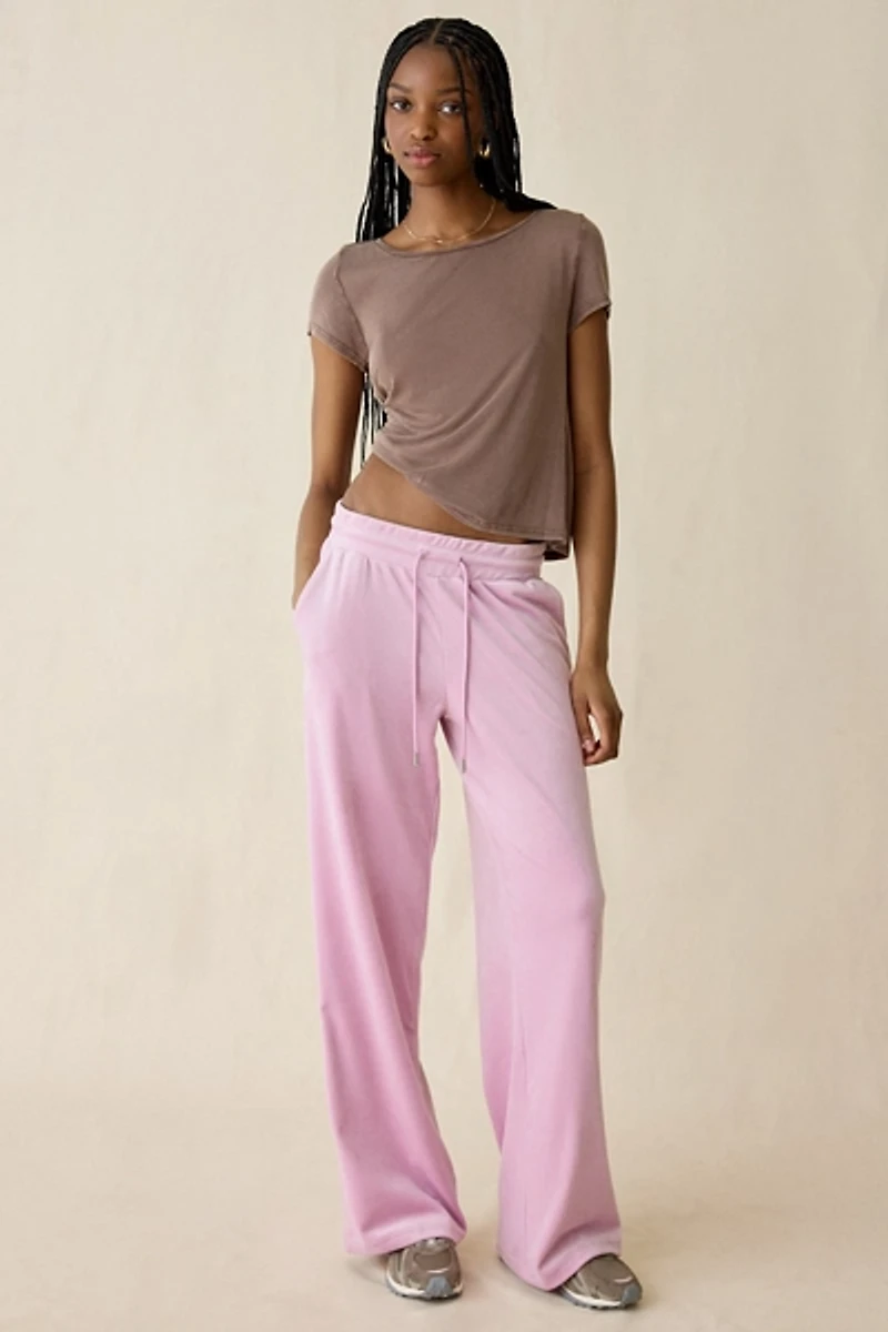 True Religion Crystal Horseshoe Velour Wide Leg Sweatpants