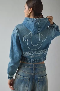 True Religion Horseshoe Graphic Denim Zip-Up Hoodie Sweatshirt
