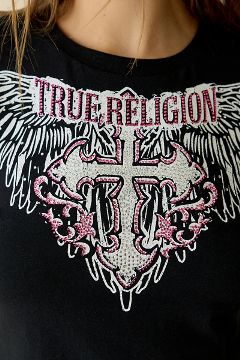 True Religion Crystal Wing Graphic Short Sleeve Baby Tee