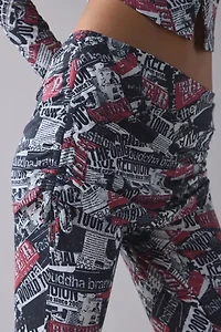 True Religion World Tour Print Asymmetric Ruched Foldover Pant