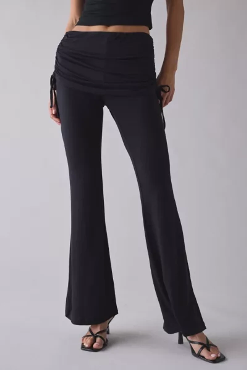 True Religion Asymmetric Ruched Side-Tie Foldover Flare Pant
