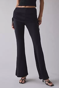 True Religion Asymmetric Ruched Side-Tie Foldover Flare Pant