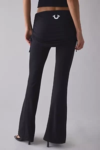 True Religion Asymmetric Ruched Side-Tie Foldover Flare Pant