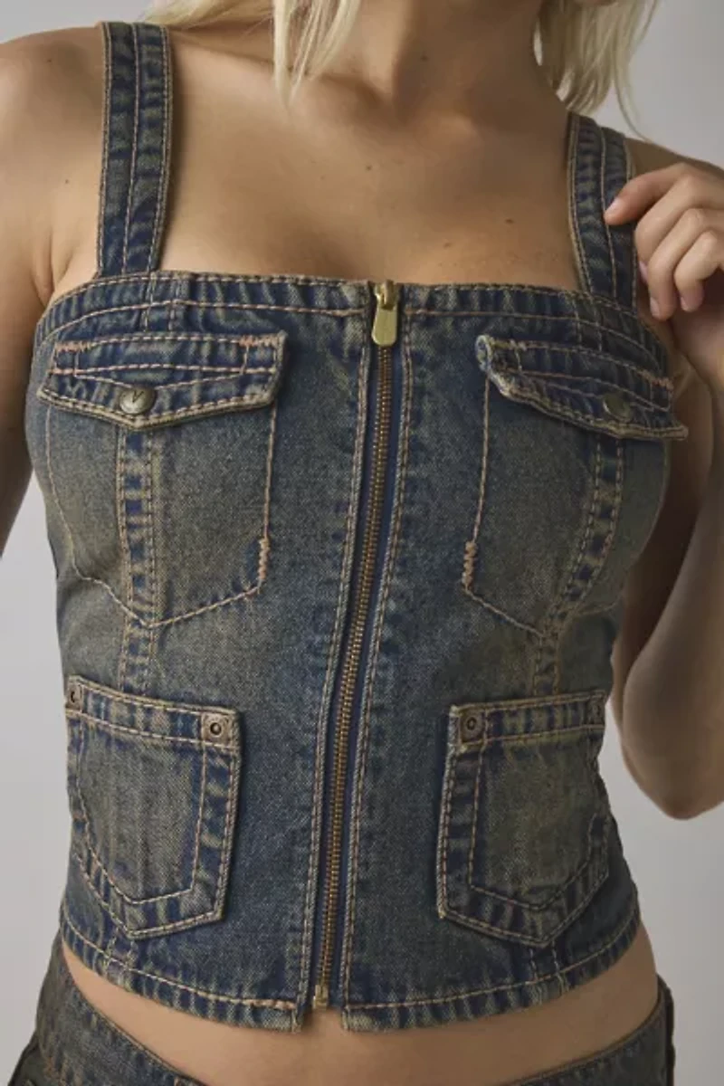 Abrand Hillary Utility Denim Corset Top