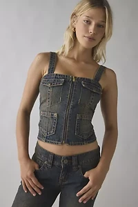 Abrand Hillary Utility Denim Corset Top