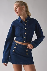 Abrand 95 Honey Pie Button Denim A-Line Mini Skirt