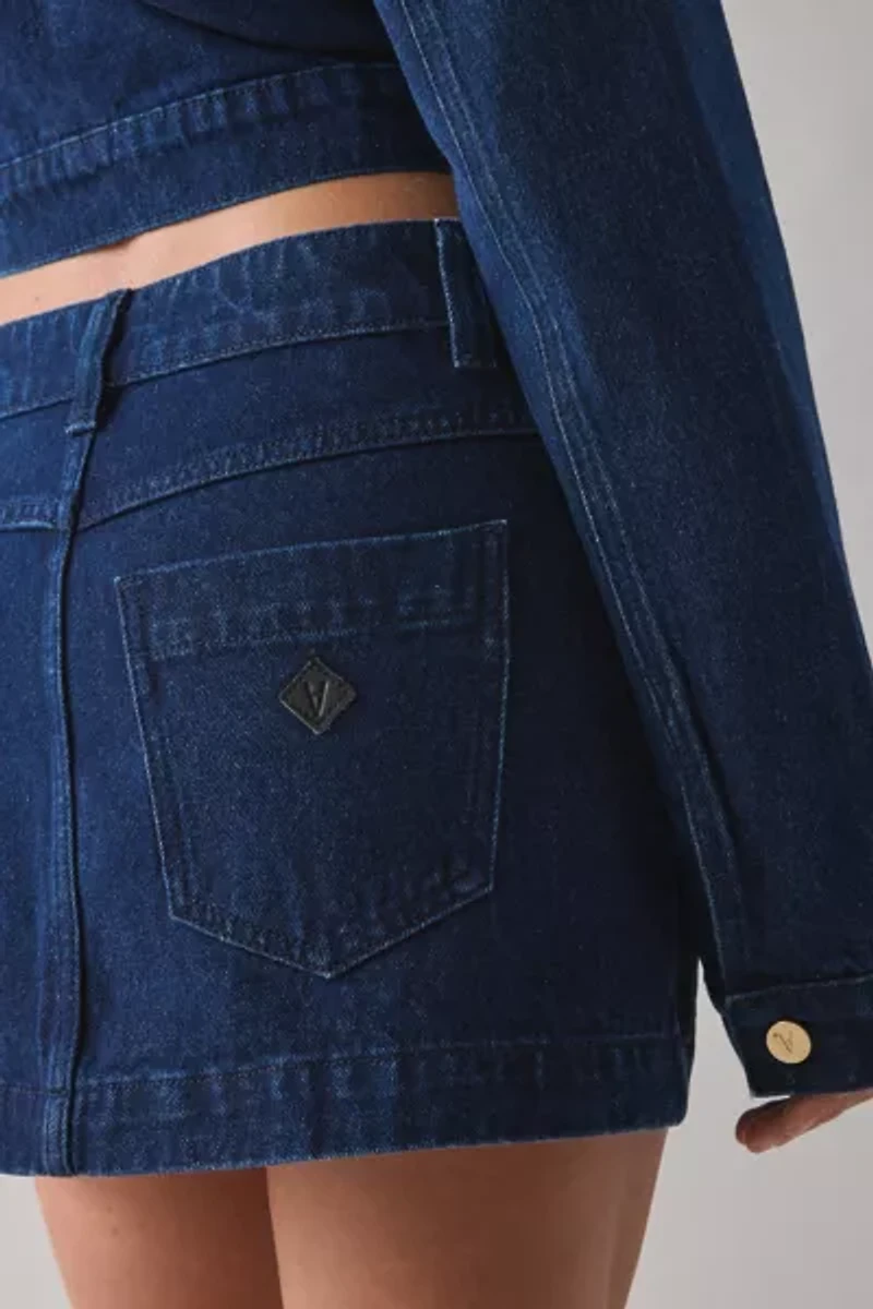 Abrand 95 Honey Pie Button Denim A-Line Mini Skirt
