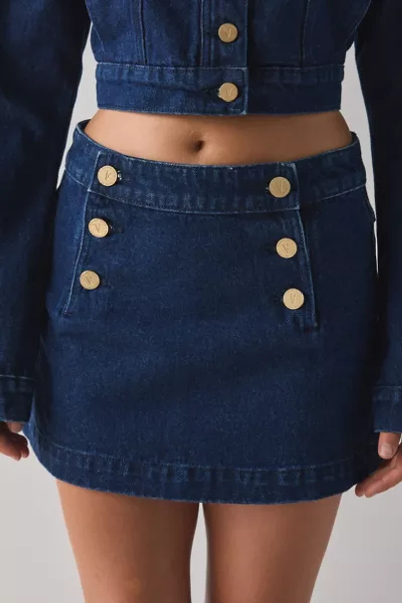 Abrand 95 Honey Pie Button Denim A-Line Mini Skirt
