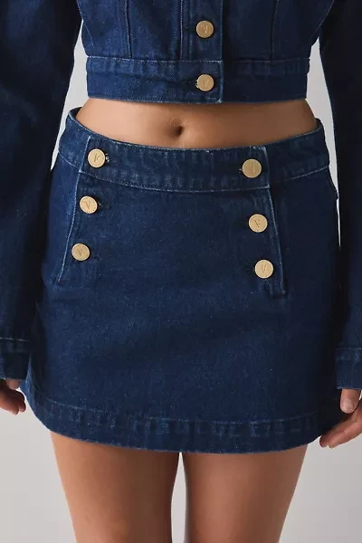 Abrand 95 Honey Pie Button Denim A-Line Mini Skirt