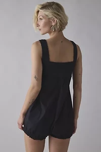Motel Kenna Button-Front Cotton Babydoll Romper
