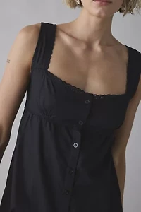 Motel Kenna Button-Front Cotton Babydoll Romper