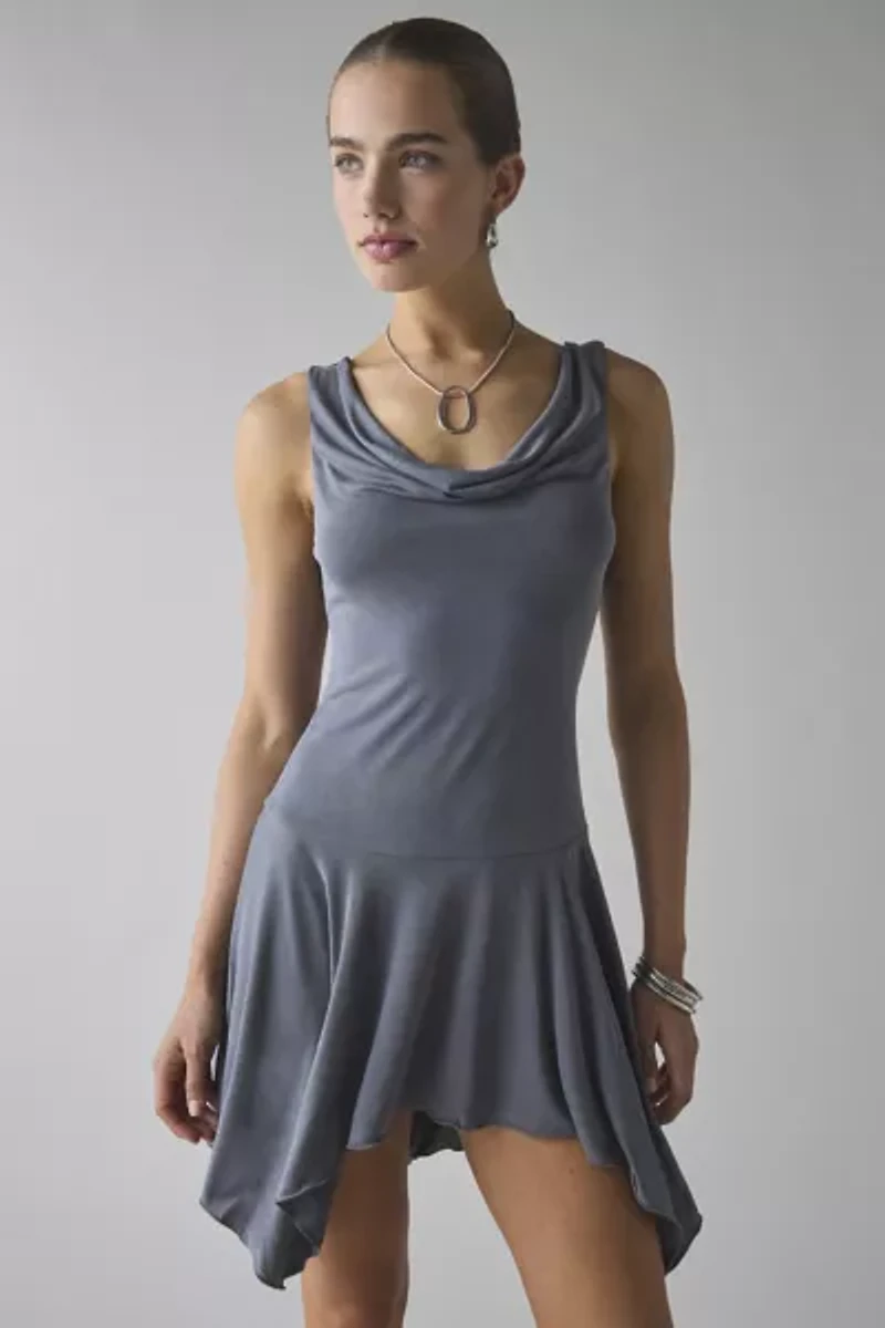 Motel Briar Asymmetrical Waterfall Drop Waist Mini Dress