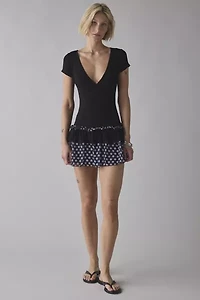 Motel Navya Ruffle Wrap Drop Waist Mini Dress