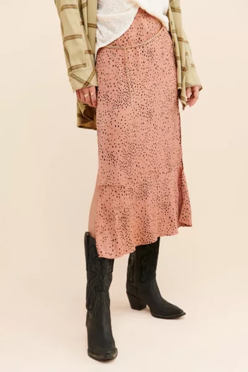 Saltwater Luxe Speckled Flounce Midi Skirt