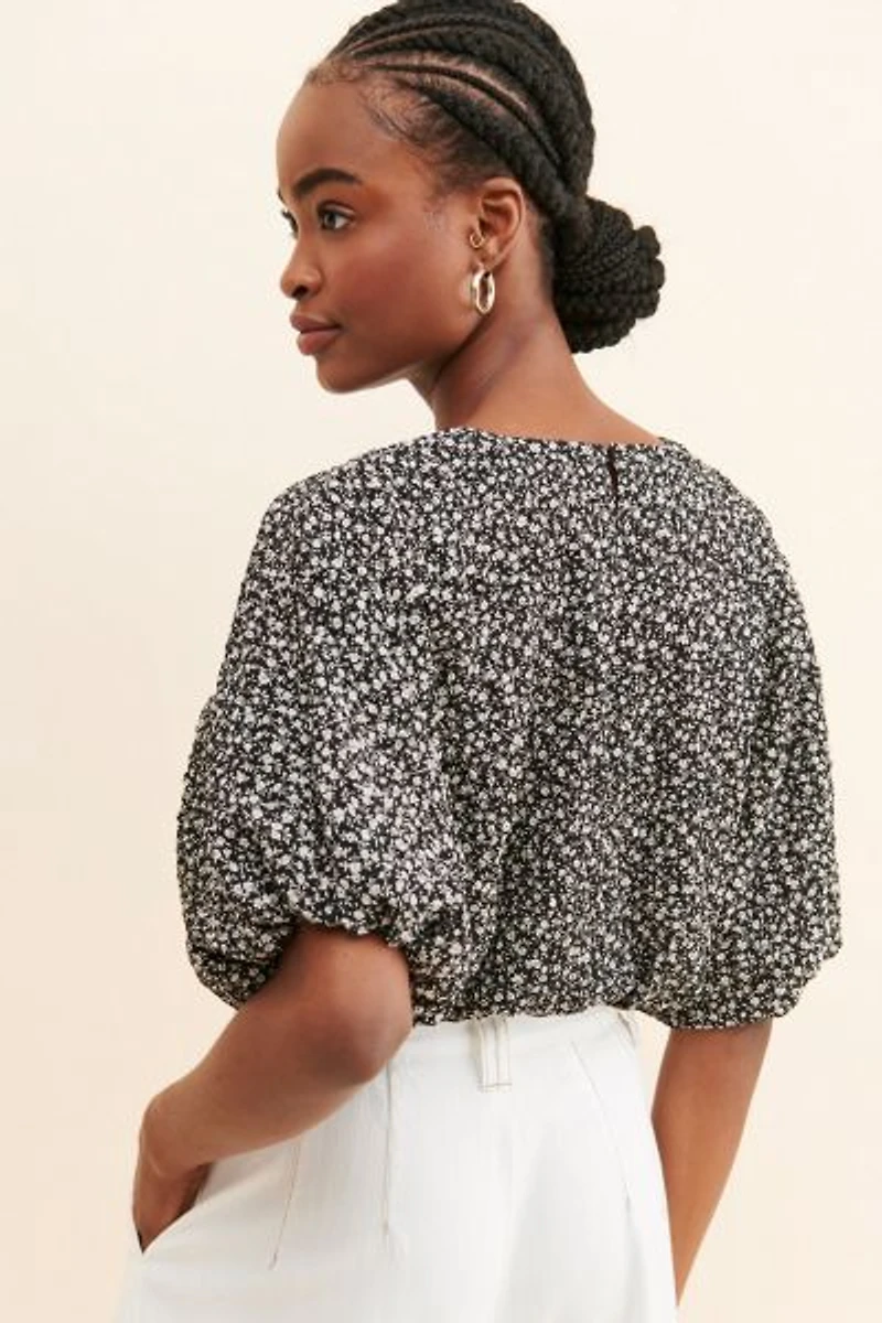 English Factory Crinkled Floral Top