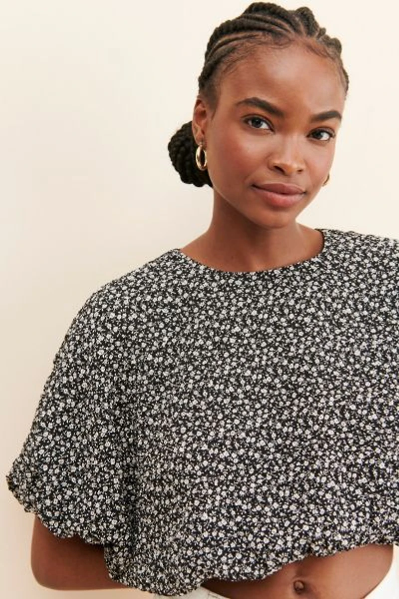 English Factory Crinkled Floral Top