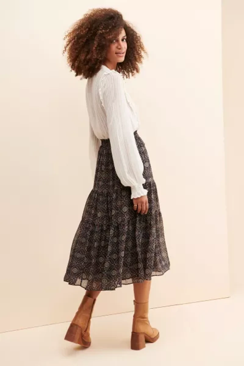 Dress Forum Boho Print Tiered Skirt