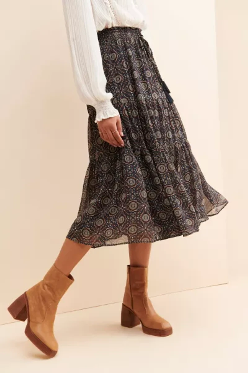 Dress Forum Boho Print Tiered Skirt