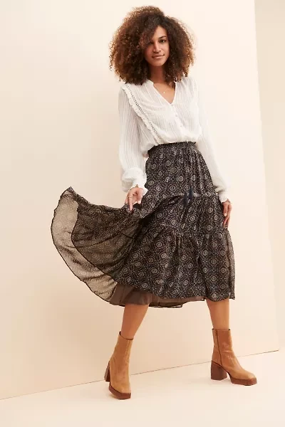 Dress Forum Boho Print Tiered Skirt