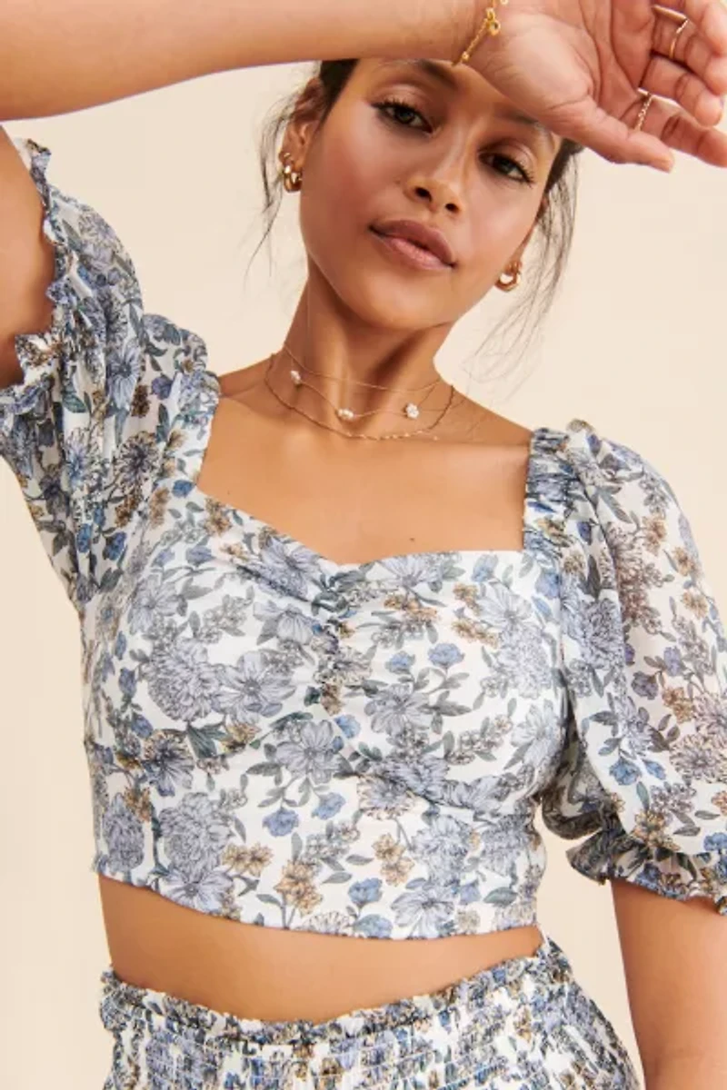 MinkPink Darcy Floral Cropped Blouse