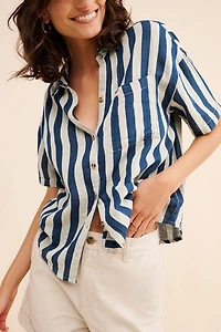 Brixton Mykonos Striped Boyfriend Shirt