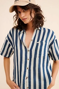 Brixton Mykonos Striped Boyfriend Shirt