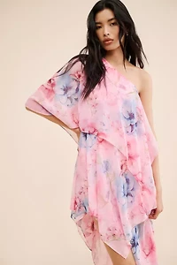 Guizio Ayla One-Shoulder Chiffon Dress