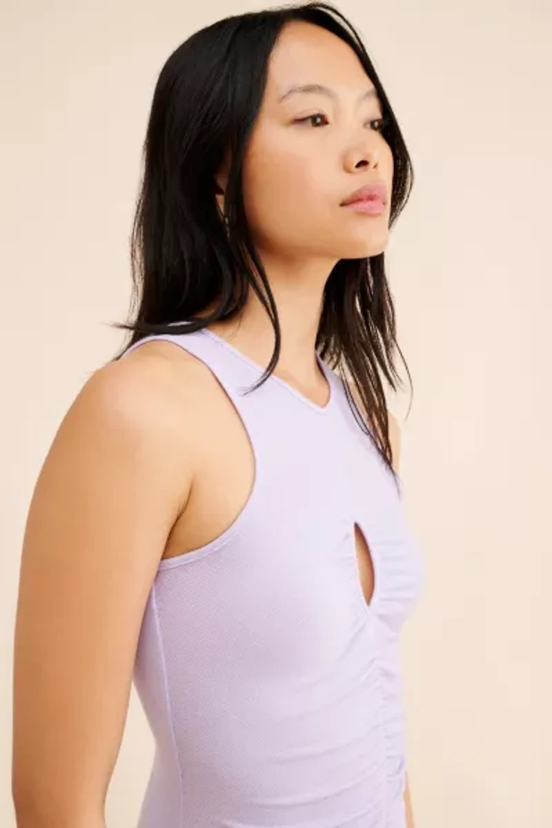 MinkPink Electra Ruched Shimmer Midi Dress