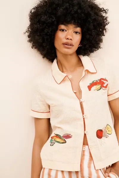 BDG Souvenir Applique Seersucker Shirt