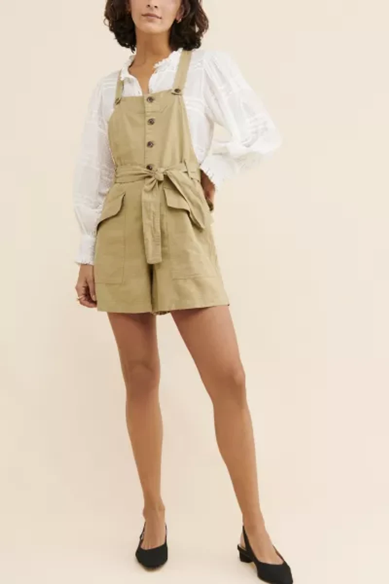 Boho Linen Short Overalls