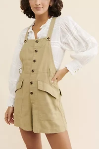Boho Linen Short Overalls