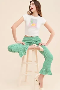 Daphne Printed Ruffle Flare Pants