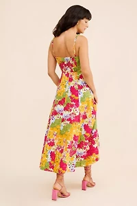 Dress Forum Sleeveless Floral Corset Midi Dress